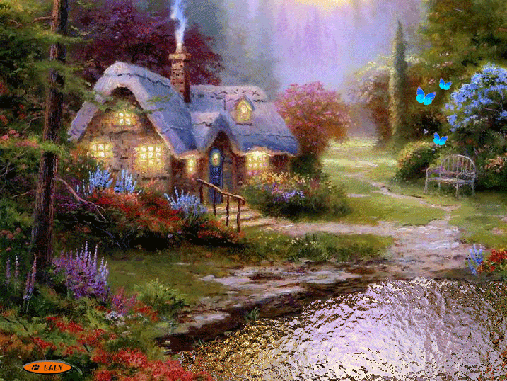 casa en bosque con lago