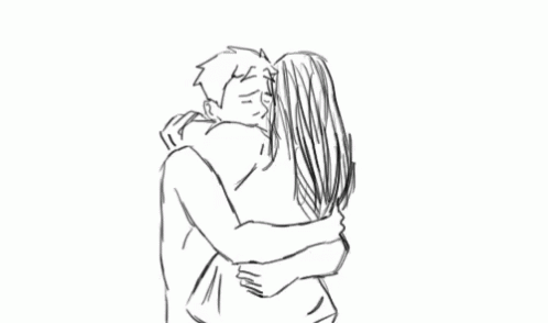 abrazo dibujo animado pareja