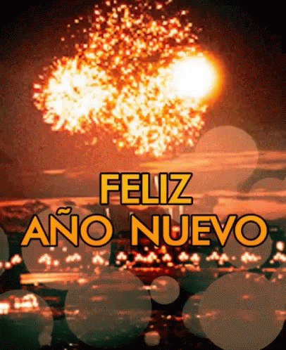 feliz ano nuevo con fuegos artificiales sobre el agua