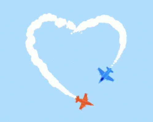 aviones rojo azul corazon