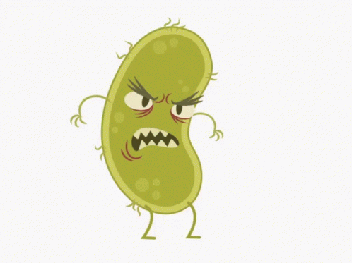 bacteria verde enfadada