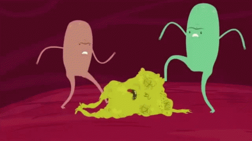 bacterias dando patadas