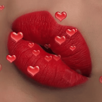 besos labios rojos corazones