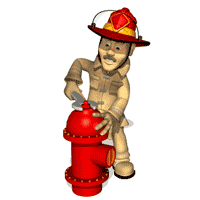 bombero ajustando boca incendio