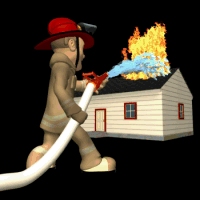 bombero apagando fuego