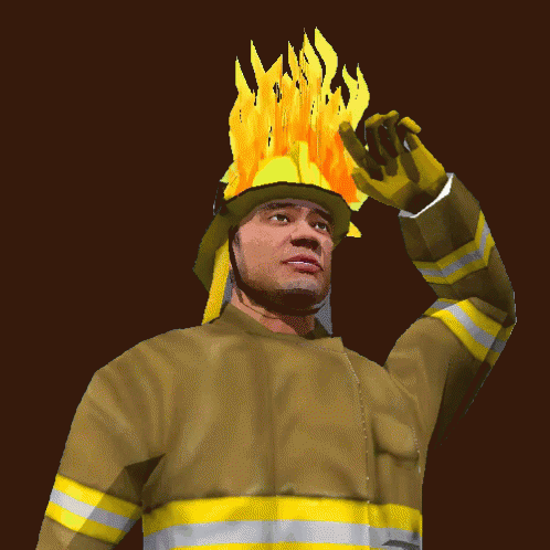 bombero casco ardiendo