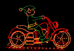 duende de papa noel motocicleta luces navidad