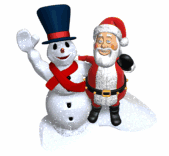 snowman santa claus waving