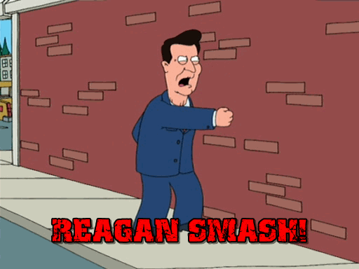 reagan smash animated cartoon family guy punching republican meme