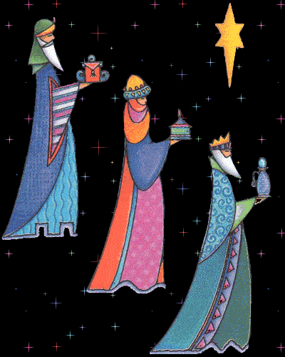 tres reyes magos estrellas animados navidad